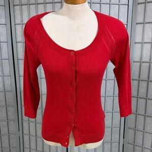 Jacob Vibrant Red Button-Up Cardigan, Size Small